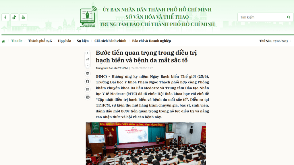 HTV NEWS CENTER – The World Vitiligo Day symposium on June 25 in Ho Chi Minh City, co-organized by Pham Ngoc Thach University of Medicine and Medcare Center for Medical Workforce Training, created a meaningful platform for physicians and patients to connect through science and empathy.